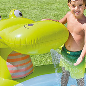 استخر بادی کودک اینتکس intex طرح تمساح با آبپاش مدل 57431-اسباب بازی